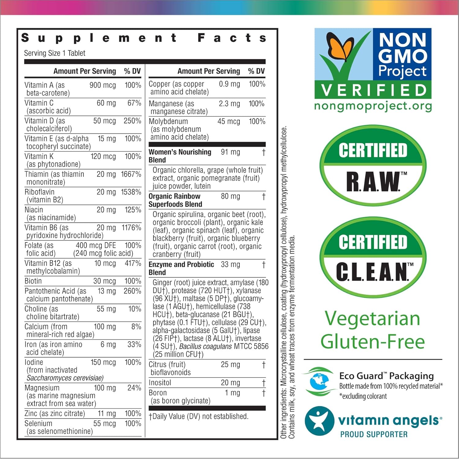 Rainbow Light Women’s One Multivitamin for Women with Vitamin C, Vitamin D, & Zinc for Immune Support, Clinically Proven Absorption of 7 Key Nutrients, Non-GMO, Vegetarian & Gluten Free, 90 Tablets: Health & Personal Care