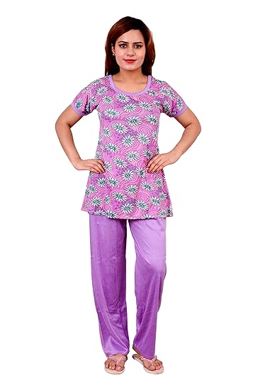 Hosiery Nightsuit Sets - Purple