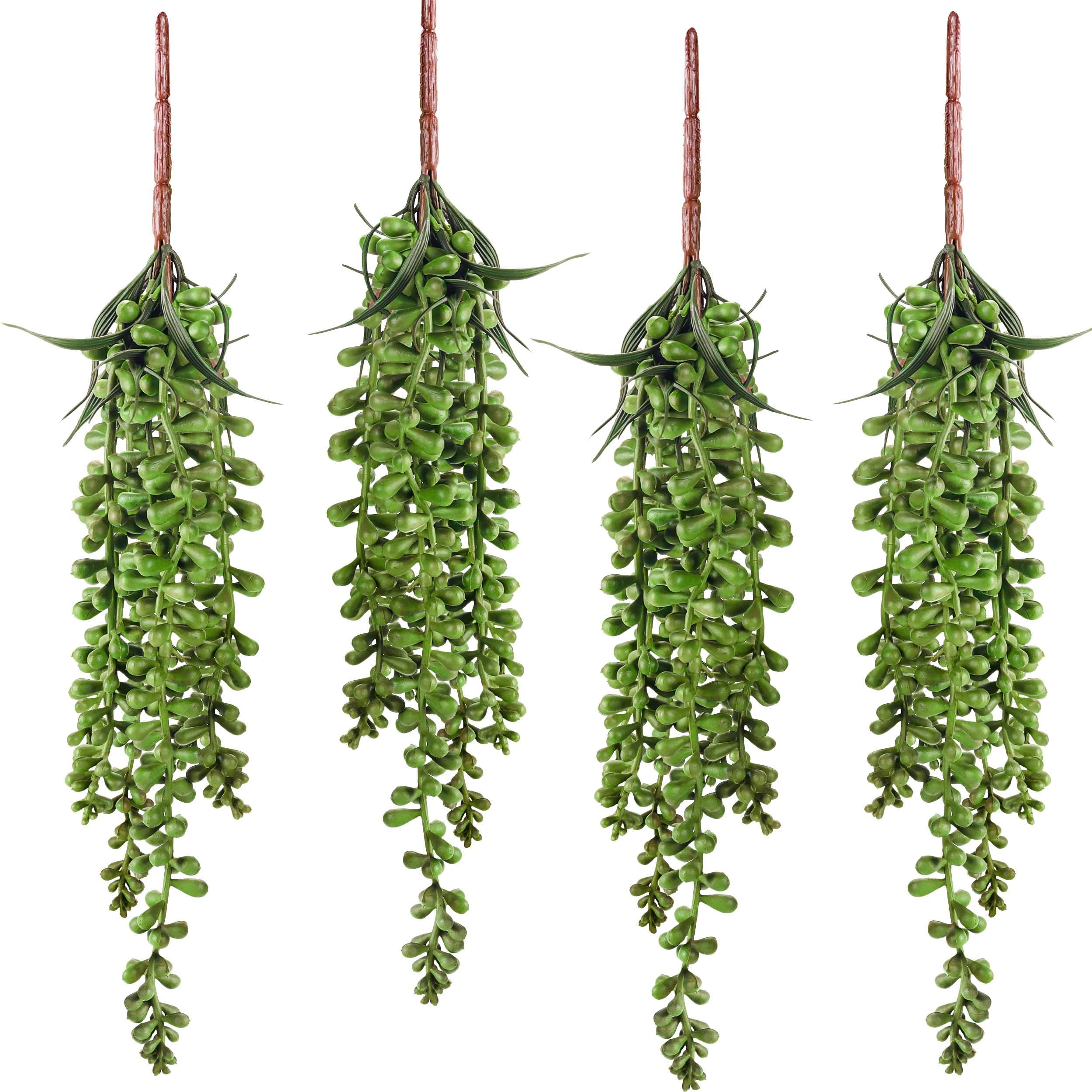 Photo 1 of Meiliy 4pcs Artificial Succulent Plants Hanging Succulent Plants Faux Succulents Unpotted Branch String of Pearls Plant for Home Kitchen Office Wedding Garden Craft Art Indoor Decor