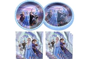FENGHU Frozen Birthday Party Supplies, Include 20 Plates and 20 Napkins, for Frozen Theme Birthday Party Decorations