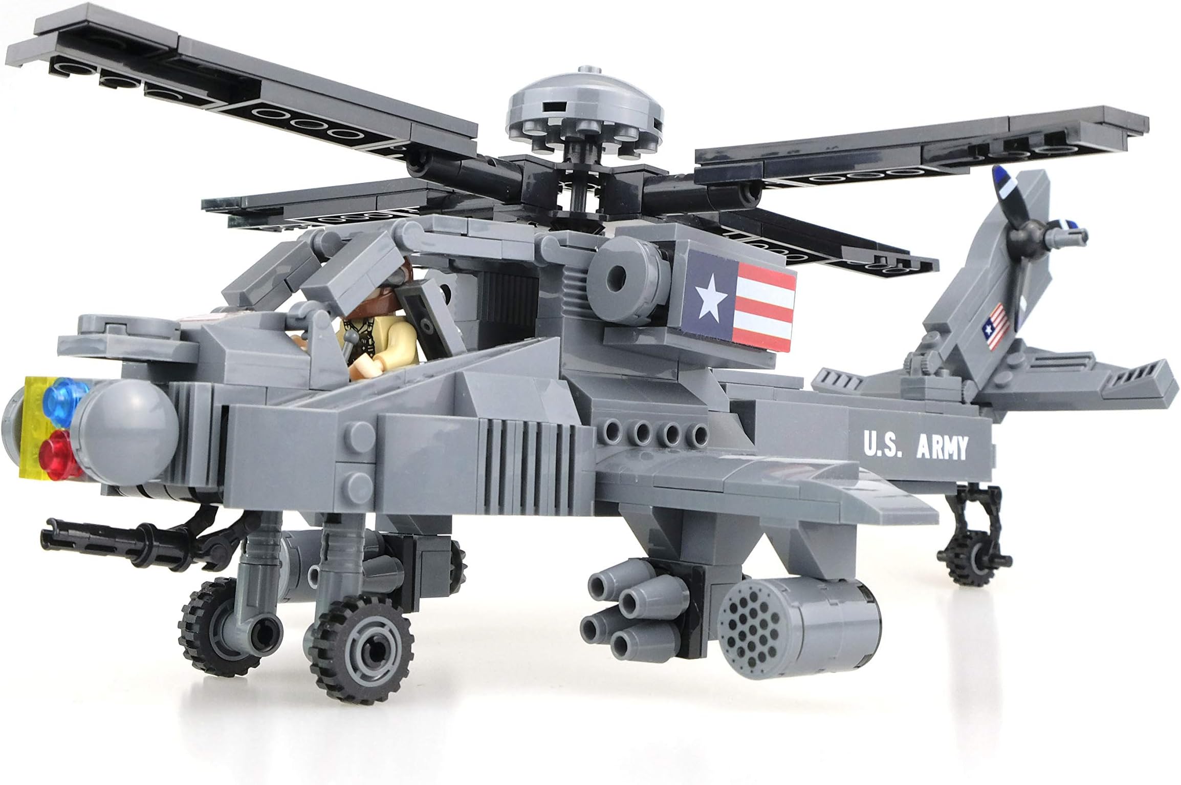 inFUNity Army Apache Helicopter (388 PCS), Good Pair with Military Vehicles, Army Minifigures