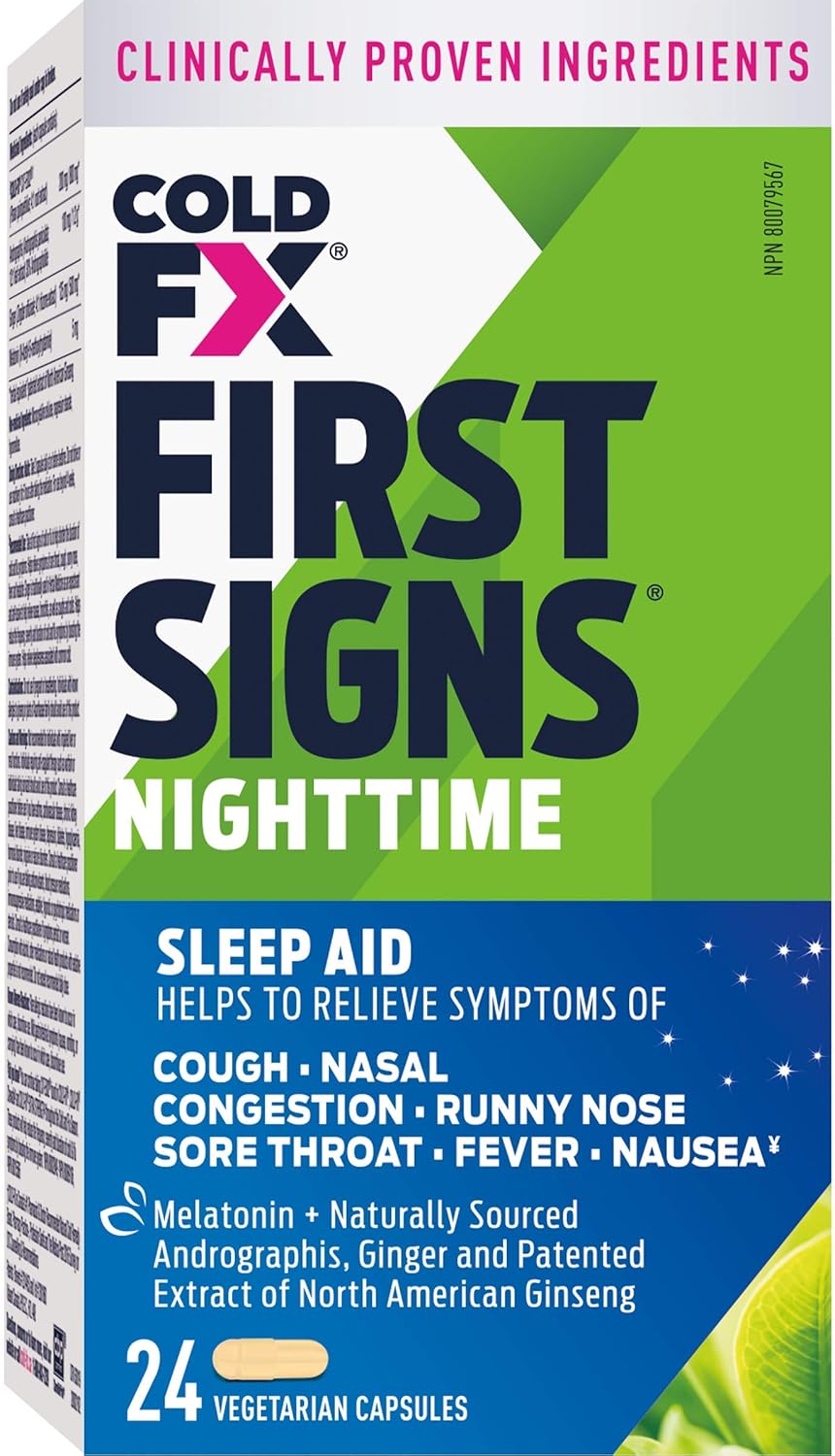 COLDFX FIRST SIGNS NIGHTTIME, 24 Vegetable Capsules Amazon.ca Health