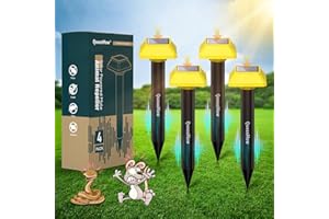Solar Powered Animal Deterent, Ultrasonic Animal Control Device with Motion Sensor and FIashing Light, Waterproof Outdoor Ani