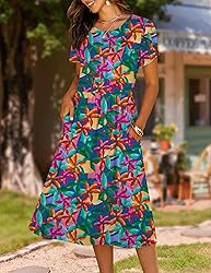 HOTOUCH Womens Short Sleeve Dresses Summer Floral