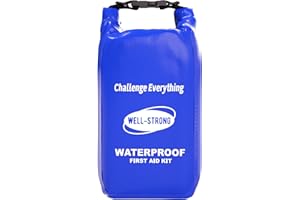 WELL-STRONG Waterproof First Aid Kit Roll Top Boat Emergency Kit with Waterproof Contents for Fishing Kayaking Boating Swimming Camping Rafting Beach Blue