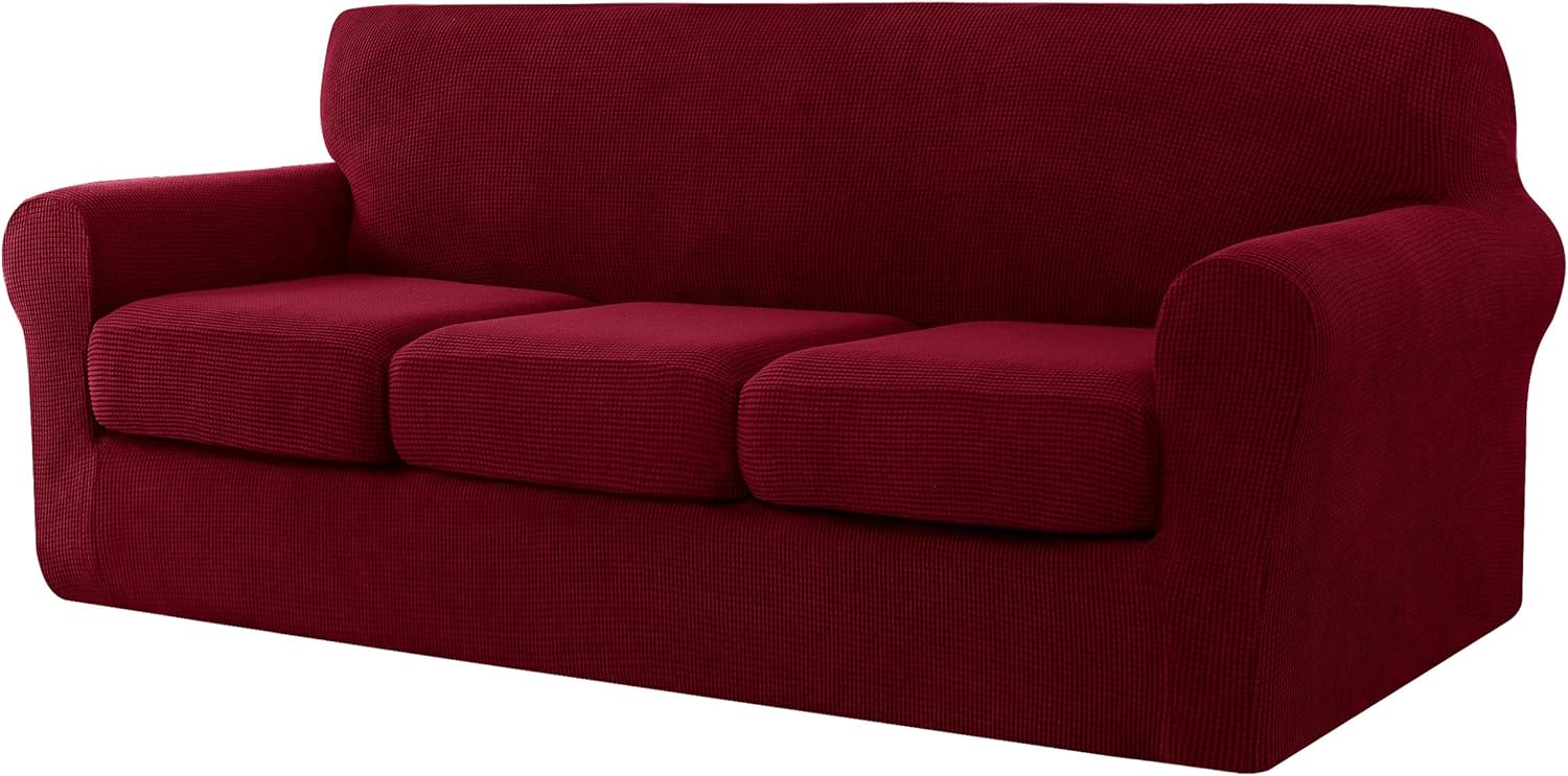 CHUN YI 4 Pieces Sofa Cover with 3 Separate Seat Cushion Covers