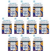 SCHMETZ Gold Embroidery Sewing Machine Needles - Titanium Coated for Smooth Stitching, Size 75/11, 5-Needle Cards, Box of 10