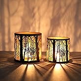 Set of 2 Tealight Candle Holder, Candle Holder with Pattern of Trees Forest, Romantic Mosaic Tea Light Holder Cup for Table Centerpieces, Christmas, Birthday Party, Home Decor