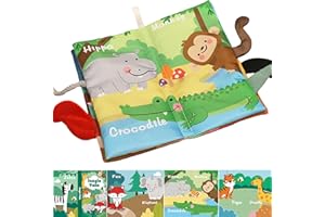 JKGIFTS Baby Books 0-6 Months, Baby Toys 6 to 12 Months, Touch Feel and Sound Infant Tummy Time Toys, Baby Boy Girl Christmas Stocking Stuffers Easter Birthday Gifts, Learning Sensory Toddler Stroller Toys