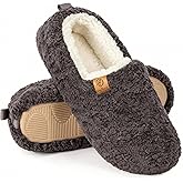 EverFoams Women’s Soft Curly Full Slippers Memory Foam Lightweight House Shoes Cozy Loafer with Polar Fleece Lining