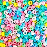 Pony Beads 1000+pcs Acrylic Kandi Beads Refill Plastic Pastel Beads Pony Beads for DIY Crafts Braids Bracelets Mixed Macaron Color Beads1