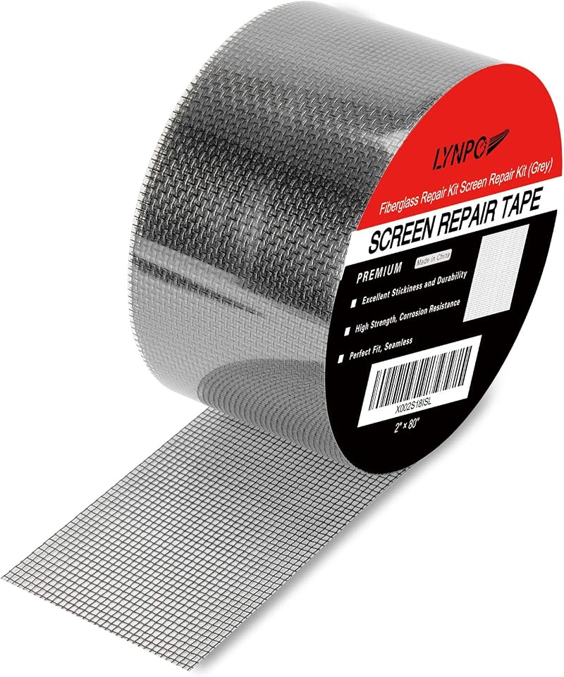 LYNPO Fiberglass Window Screen Repair Tape - Waterproof Mesh Patch 2"x80" Grey