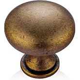Jasluna 10-Pack Antique Brass Cabinet Knobs, Kitchen Drawer Dresser Knobs | Solid Zinc Alloy, Antique Bronze Finish, Rust Resistant, Fits Cabinets, Dressers, Cupboards, Farmhouse Vintage Style