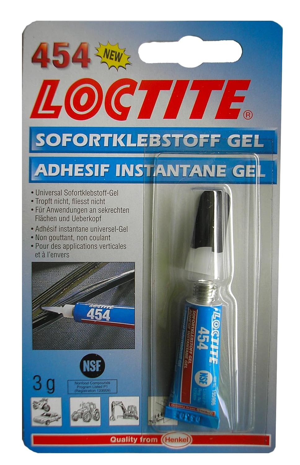 Loctite Prism 454 Cyanoacrylate Adhesive Clear Gel 3 g Tube Shear