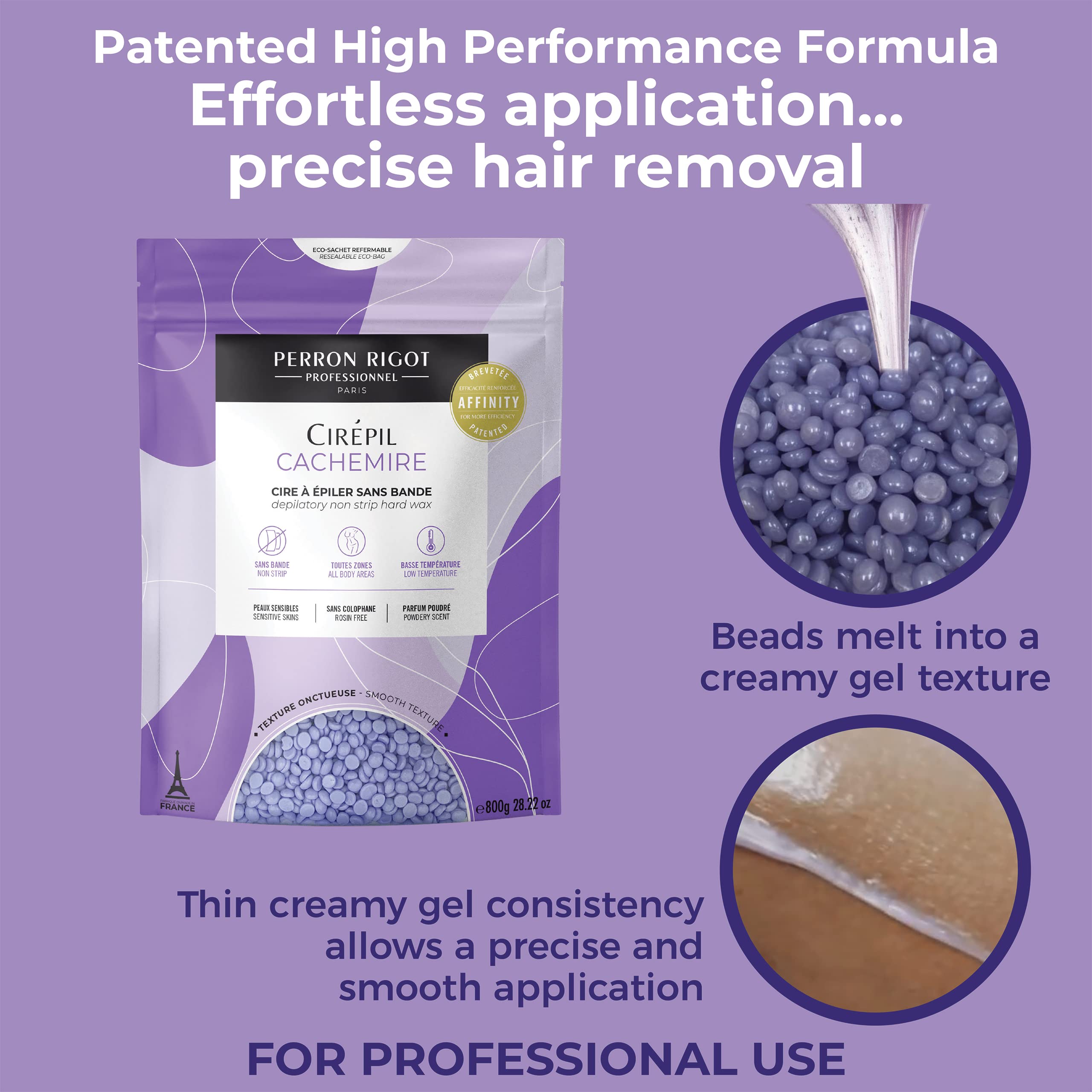 Cirepil Cachemire - 800g / 28.22 oz Beads Bag - Dermatologist Tested, Allergen-Free - Perfect for Sensitive Skin, Intimate Areas or Beginners - Cashmere Wax Beads