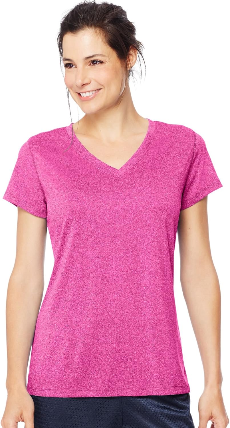 Hanes Sport Women's Heathered Performance V-Neck Tee at  Women’s Clothing store