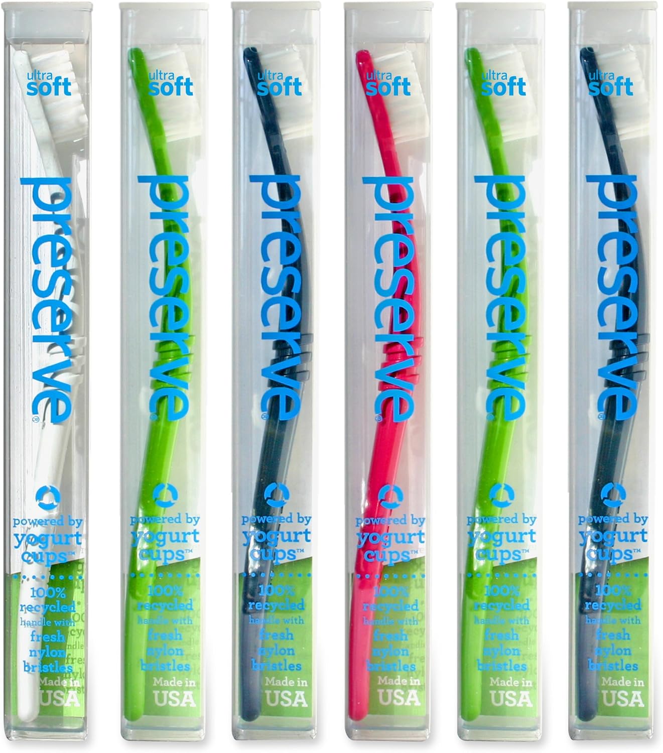 Preserve Toothbrushes with Travel Case, Ultra Soft Bristles, 6Count