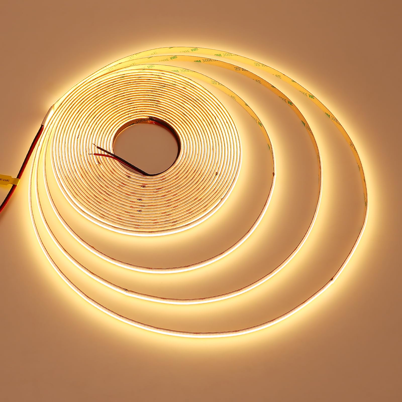 JOYLIT 10M COB LED Strip 24V 2700K Warm White 120 Degree Indoor, 384LEDs/M High Density Bright Dotless Light Strip CRI 90+, Stick LED Tape Lights for Bedroom, Under Cabinets (LED Strip Only)