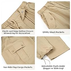 Rolanko Parachute Pants for Girls Y2K Cargo Pants