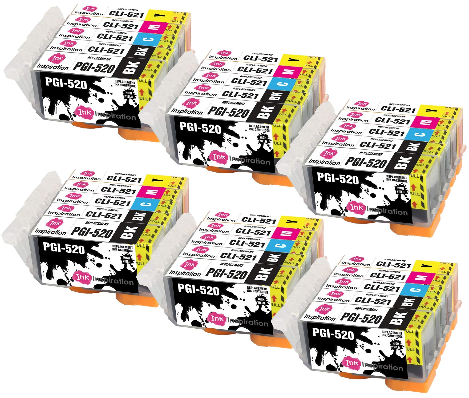 INK INSPIRATION® Replacement for Canon PGI-520 CLI-521 Ink Cartridges 30-Pack, Use with Canon Pixma MP560 MP640 MP630 MP620 iP4600 iP4700 iP3600 MP540 MP990 MP980 MP550 MX870 MX860