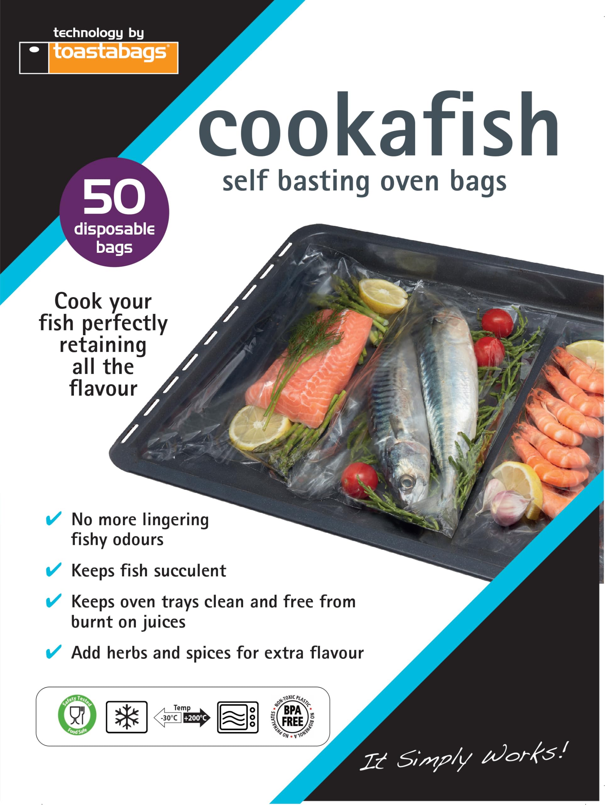 Fish Oven Bags – Mess-Free Cooking Bags for Salmon, Cod & Seafood | Juicy, Flavor-Sealing, BPA-Free, Heat Resistant (50 Count)