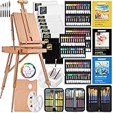 196Pcs Deluxe Artist Painting Set with French Easel, 48 Colors Acrylic & Oil Paints, 24 Colors Watercolor Paints, Art Paint Supplies for Artists, Beginner & Adults