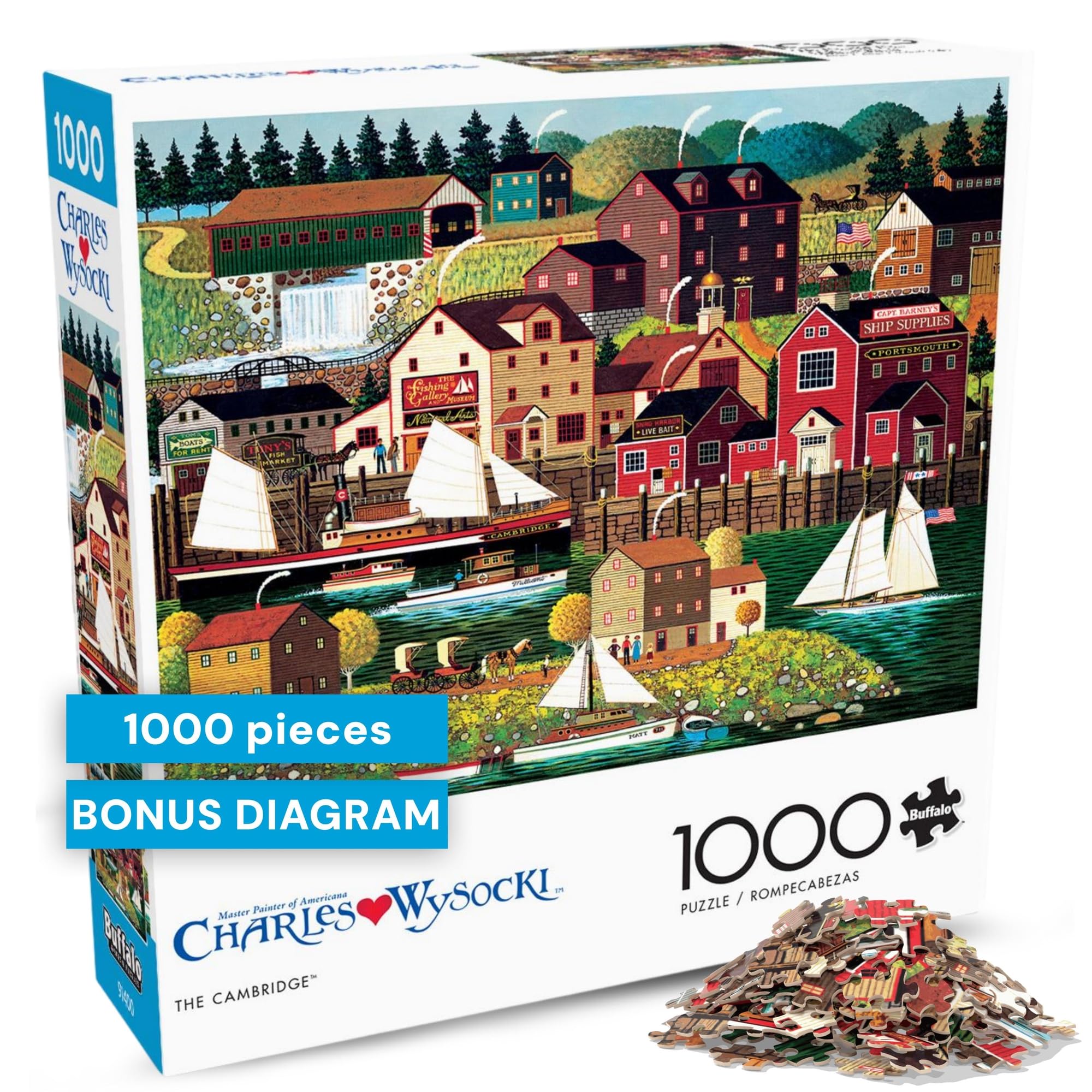 Buffalo Games - Charles Wysocki - The Cambridge - 1000 Piece Jigsaw Puzzle for Adults Challenging Puzzle Perfect for Game Nights - Finished Size 26.75 x 19.75