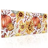 Fall Pumpkin Sunflowers Mouse Pad XL Watercolor