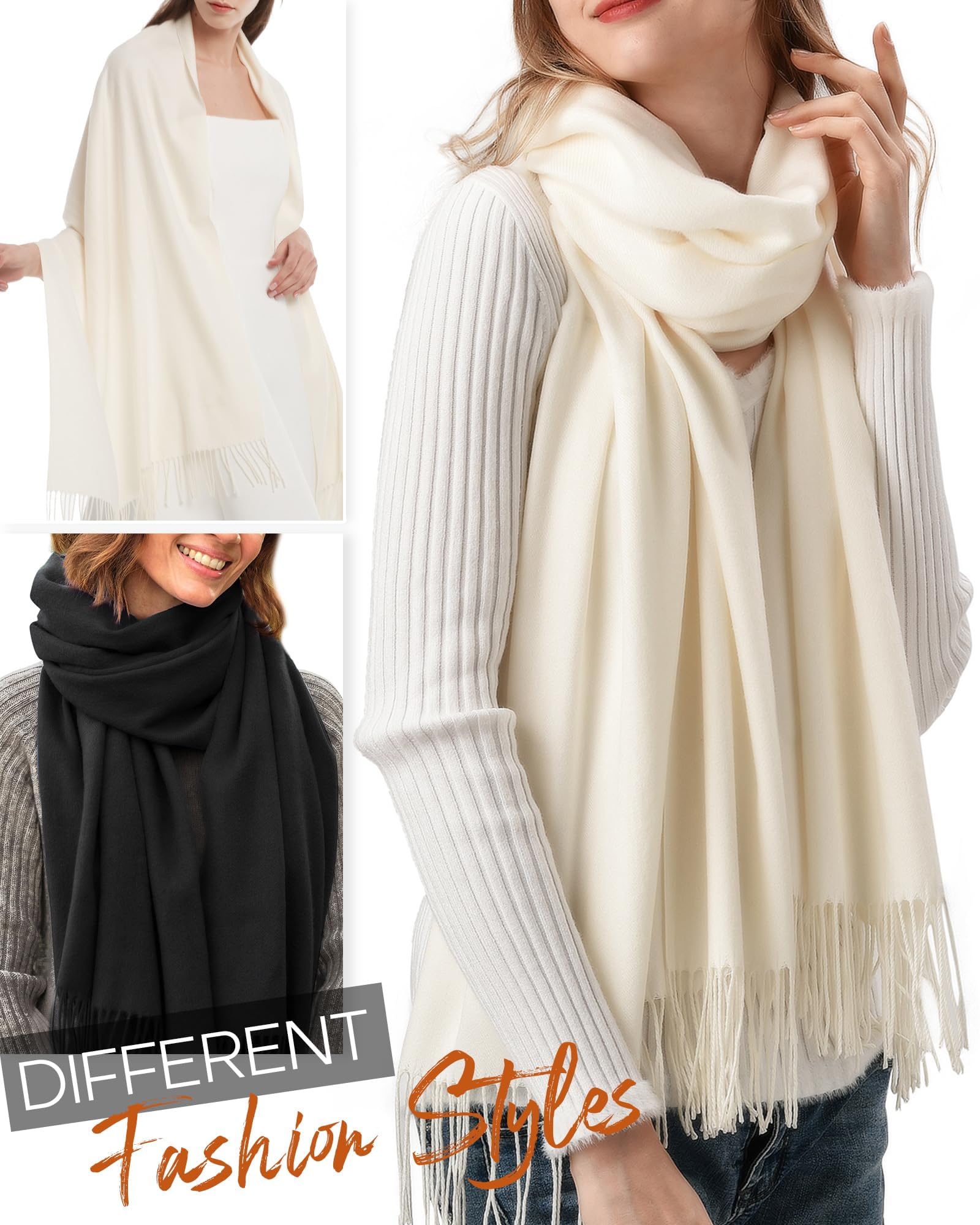 FURTALK Winter Scarf for Women Pashmina Shawl Wraps Soft Warm Fashion Blanket Scarves Gifts