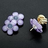 Comfortable and Colorful Ear Lobe Support Patches Earring Backs, Hypoallergenic Earring Backs with Plastic Backer Support for Droopy Ears, 6 Pieces, Prevents Stretching and Tearing (Purple)