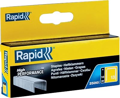 Rapid No. 13 Finewire Staples 10mm Leg 2500 Galvanised Steel Boxed