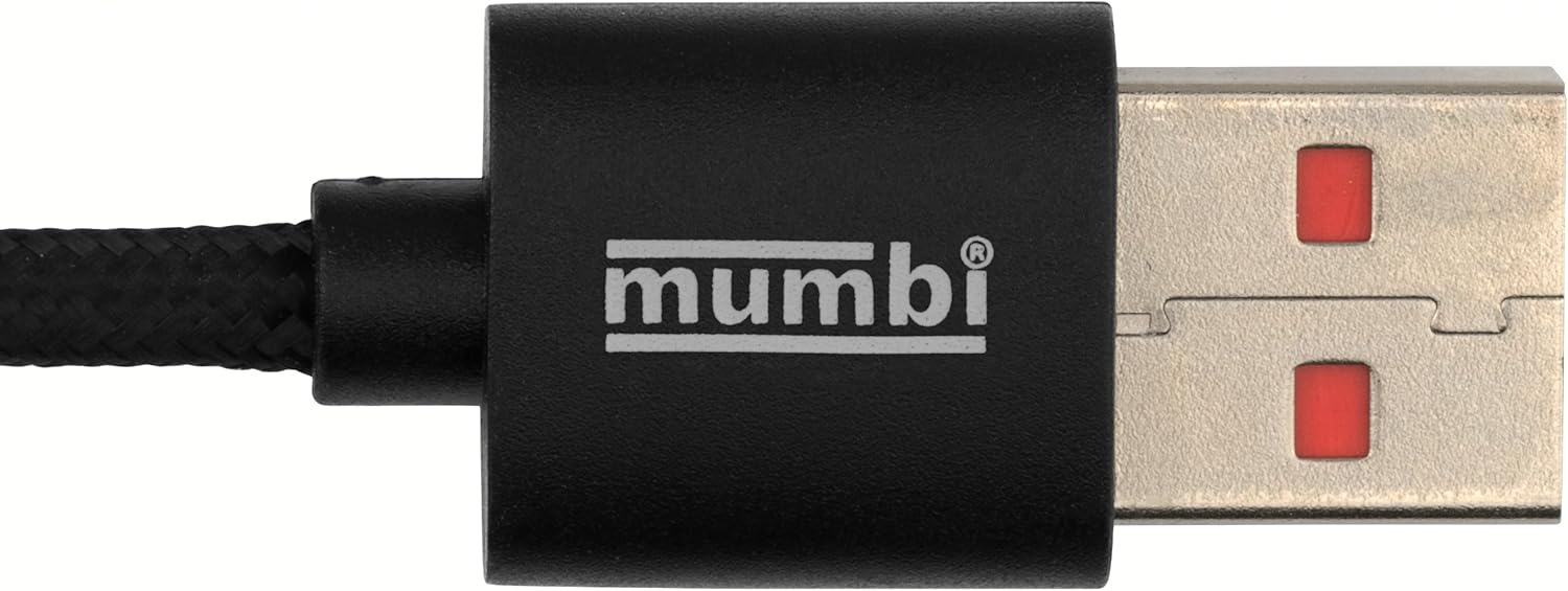 mumbi Black Line USB Kevlar cable Black 150cm - Image 5