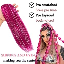 Tinsel Kids Braiding Hair Pre stretched Magenta