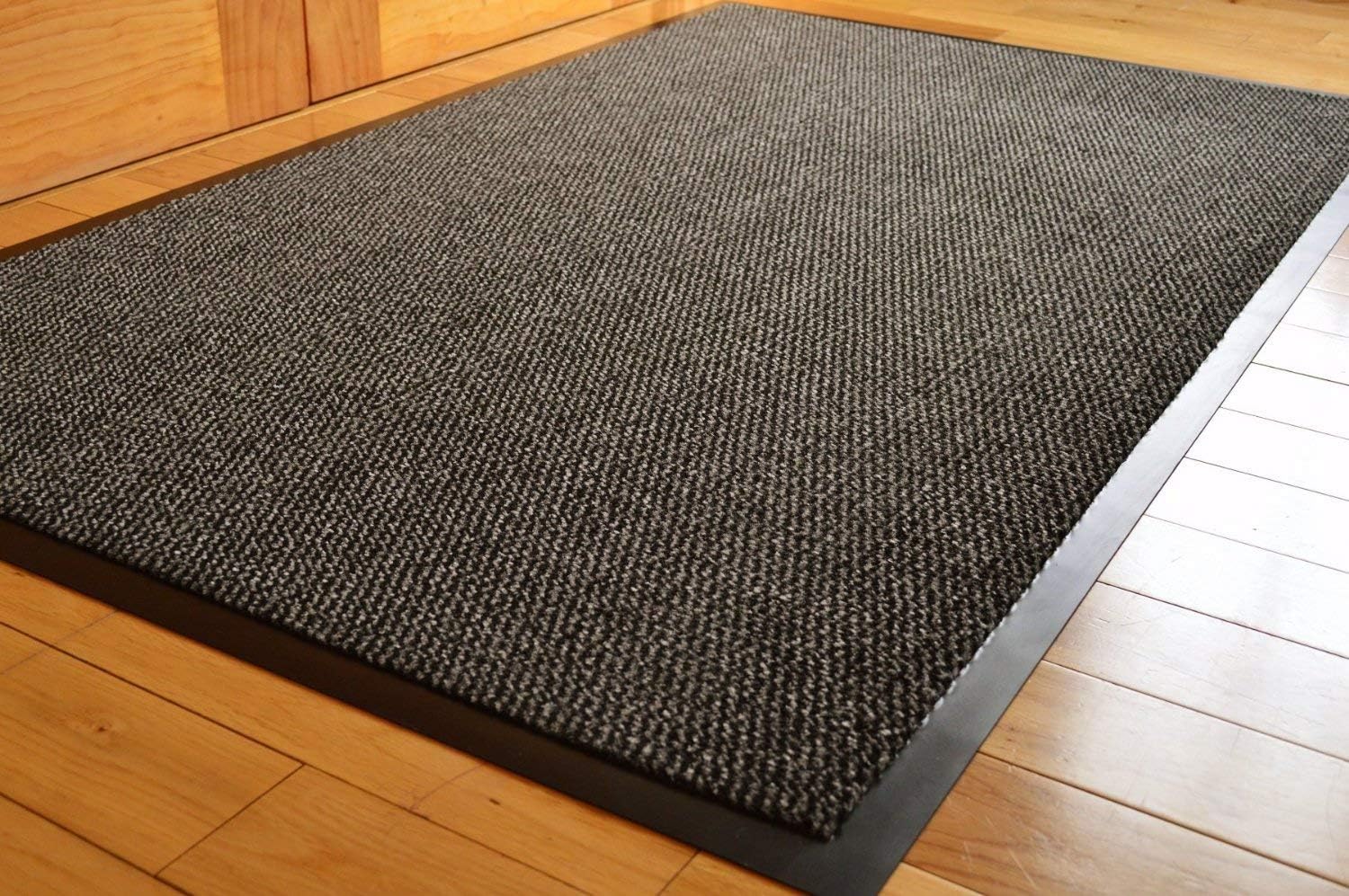 Funkybuys Barrier Mat Large Grey/Black Door Mat Rubber Backed Medium Runner Barrier Mats Rug PVC Edged Heavy Duty Kitchen Mat (90 x 150)