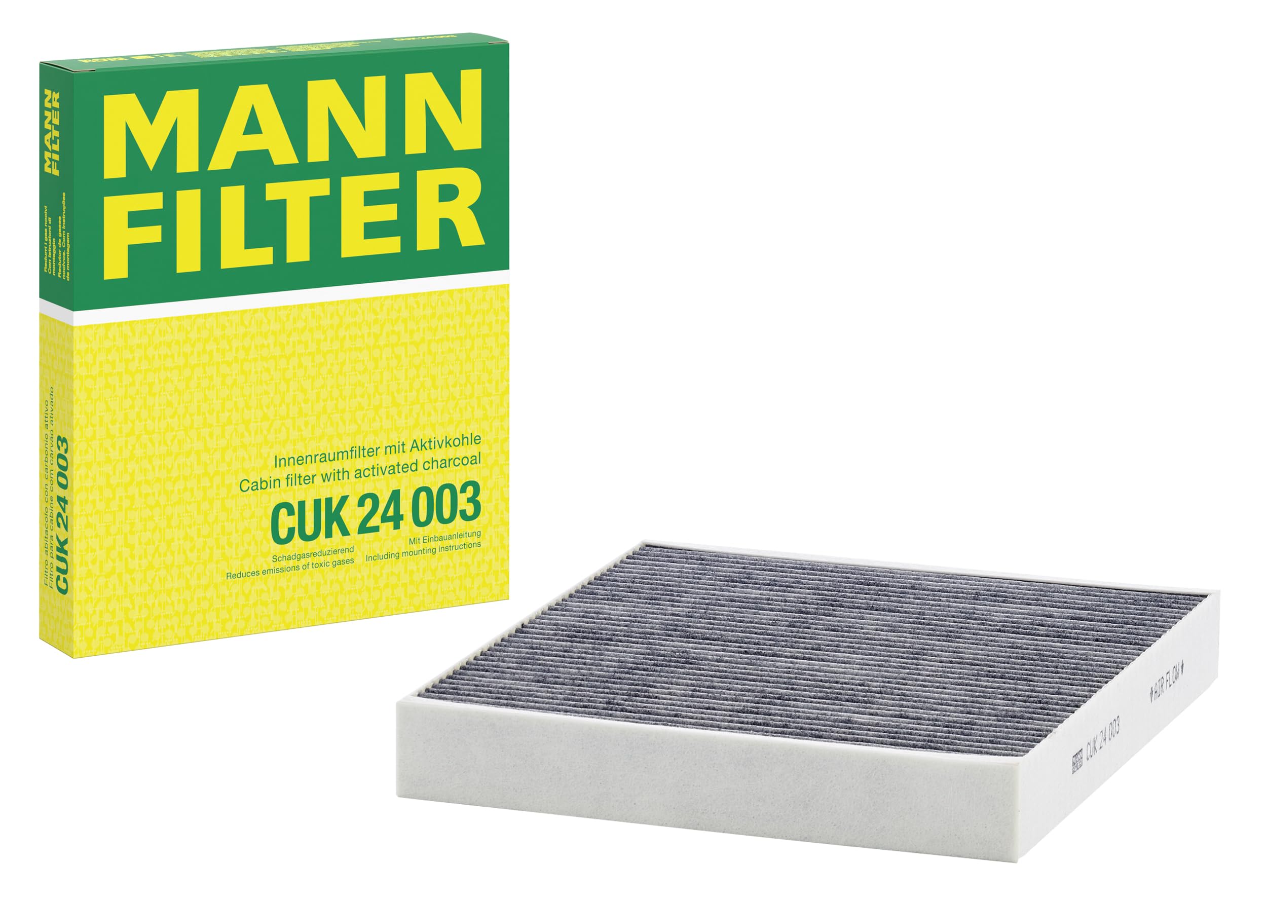 MANN-FILTER CUK 24 003 Cabin Air Filter - Pollen Filter with Activated Carbon - for Cars + Transporters