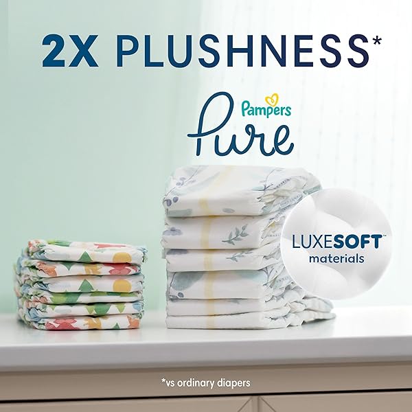 PAMPERS PURE BABY DIAPERS, SIZE 1 (8-14 LBS), 82, UP TO 100% LEAKPROOF, PREMIUM HYPOALLERGENIC SOFT DIAPERS