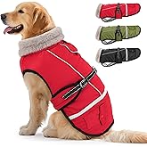 Dog Winter Coat Jacket Waterproof for XL Large Dogs, Reflective Pet Vest Warm Fleece Cozy for Cold Weather, Dogs Snowsuit Windproof, Adjustable Buckle