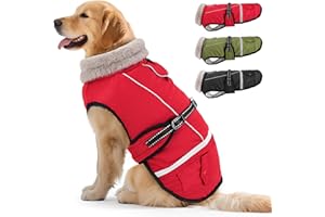 FURTIME Dog Winter Coat Jacket Waterproof for XL Large Dogs, Reflective Pet Vest Warm Fleece Cozy for Cold Weather, Dogs Snowsuit Windproof, Adjustable Buckle