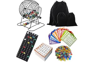 SEETOOOGAMES Deluxe Bingo Game Set - Metal Cage, 50 Bingo Cards, 500 Paper Sheets, 500 Chips, 75 Balls, Plastic Master Board - Great for Large Groups, Family Games Nights Parties (Classic Cage)