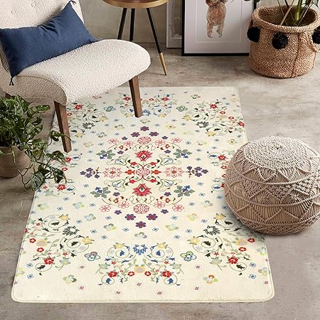 Haocoo Rustic Floral Area Rugs 3 X5 Large Non Slip Country Style Throw Rugs Super Soft Velvet Romantic Fresh Floor Carpet For Bedroom Living Room Nursery Decor Amazon Co Uk Kitchen Home