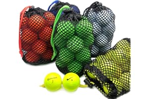 JKL 5 Pack Small Golf Ball Bags, Golf Mesh Bags,Sports Net Bag, Round Storage Bag,little nylon mesh bag,Colorful Drawstring mesh Bags for Golf accessories（Red Yellow Blue Green Black bag）