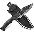 Brarvagur Big Fixed Blade Hunting Knives, Tactical Knife Full Tang with Sheath, Outdoor survival knife for Camping, Hiking, Gift Knives for Dad Husband Men
