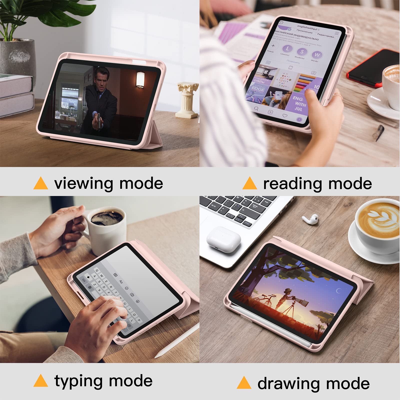 Mastten for iPad mini 7 Case A17 Pro, for iPad mini 7th/6th Generation Case 2024/2021 8.3 Inch with Pencil Holder, Hybrid Slim Clear Back Shell Cover Kids, Auto Wake/Sleep, Rose Pink