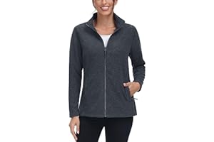 TACVASEN Women's Full Zip Fleece Jacket Lightweight Jacket Womens Winter Warm Coats with 2 Zipper Pockets