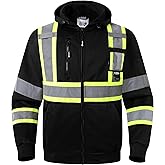 JKSafety Hi Vis Hoodie for Men Women High Visibility Reflective Sweatshirt with Zipper Meet ANSI Standard(SS260)