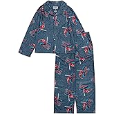 Spiderman Classic Boys' 2-Piece Loose-fit Button Down Matching Pajama Set, Soft & Cute for Kids