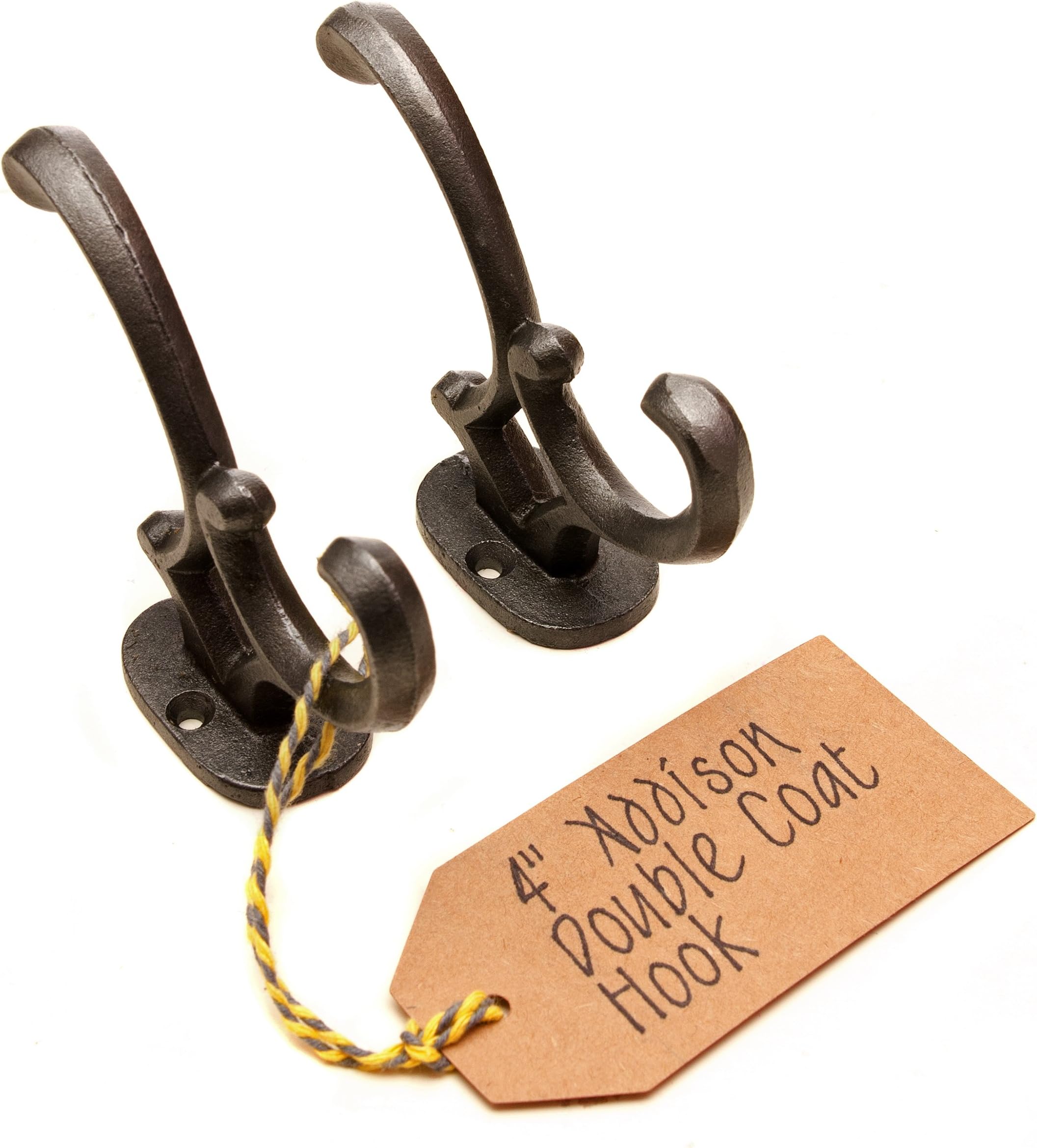 TriskelionTriskelion 4" ADDISON Cast Antique Iron Double Coat HOOK - Pack of 2 (AI105)