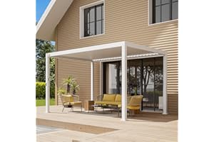 Gardesol 10'x13' Louvered Pergola Adjustable Rainproof Outdoor Aluminum Hardtop Gazebo for Outdoor Deck Patio Garden Yard (White)