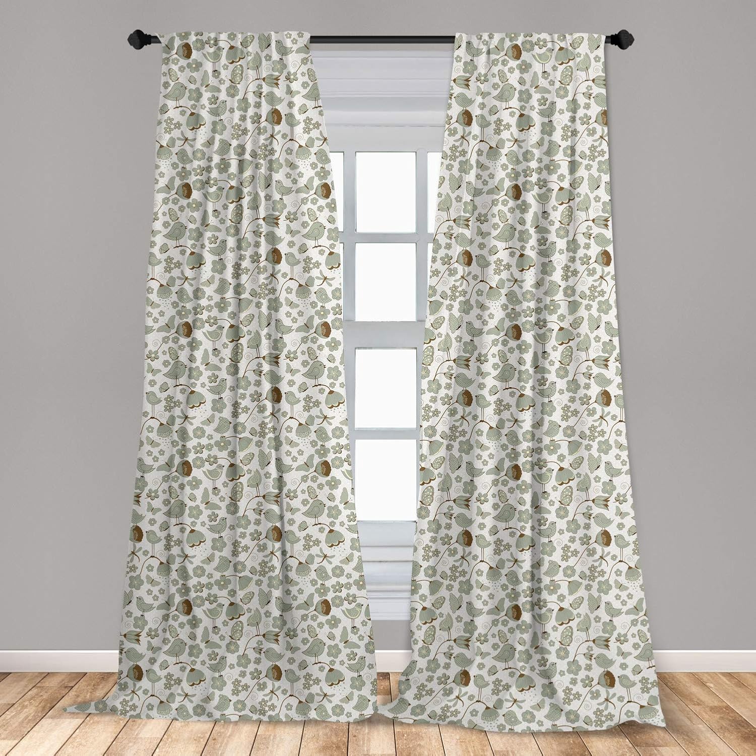 Ambesonne Birds Curtains, Summery Themed Spotted