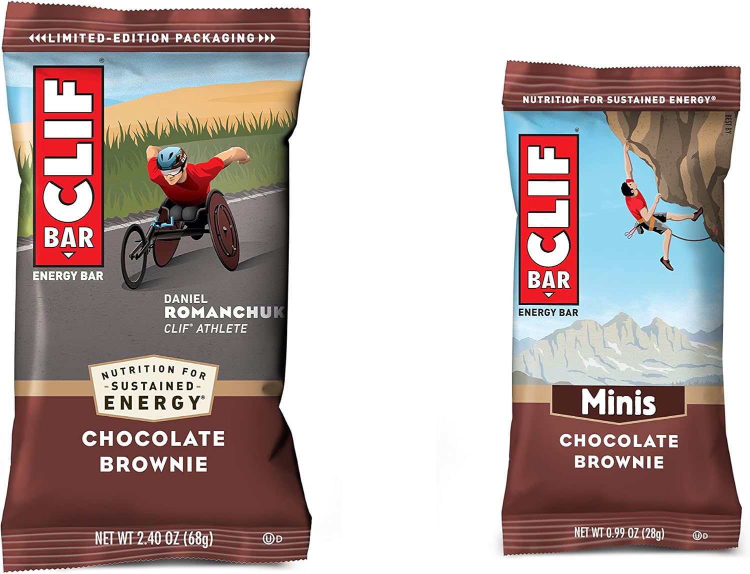 Clif Bars - Chocolate Brownie - 10 Full Size and 10 Mini Energy Bars - Made with Organic Oats - Plant Based Food - Vegetarian - Kosher (2.4oz and 0.99oz Protein Bars, 20 Count)